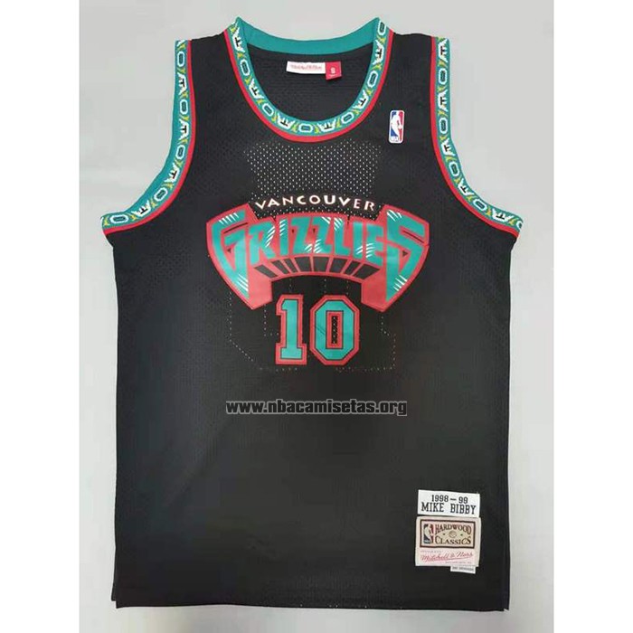 Camiseta Memphis Grizzlies Mike Bibby NO 10 Mitchell & Ness 1998-99 Negro